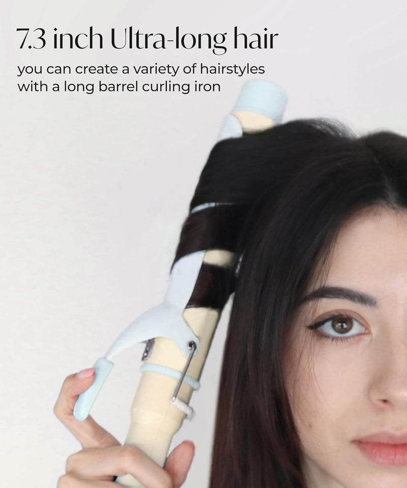 Glow Up Curling Iron 1 1/2 Inch - 7.3" Long Barrel Ceramic Hair Curler for Blowout, Beach Waves - Curling Wand Designed for Long Hair - Marshmallow - Image 3